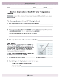 Heat is required to break the bonds holding the molecules in the solid together. Solubility And Temperature Gizmo Answers Fill Online Printable Fillable Blank Pdffiller