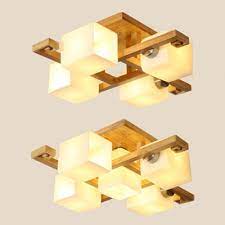 Beautiful and sturdy japanese design electric hanging lamp uses type a medium base, 40w american style light bulb (bulb not included) ul approved wiring, socket, 65 power cord, and switch (simple assembly required) attach to a hook in the ceiling; Square Living Room Led Ceiling Mount Light Frosted Glass Wood Japanese Style Flush Light In Beige Beautifulhalo Com