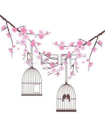 Branches Cerisiers En Fleurs Avec Des Oiseaux Fleur De Cerisier Dessin Fleur Cerisier