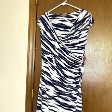 Vince Camuto Bodycon Side Rouched BlueWhite Womens M