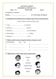 Worksheet Class 2 English