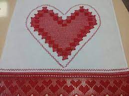 Kalp Desenli Kirmizi Dantel Havlu Kenari Kadinlar Sitesi Kadinlar Sitesi Crochet Borders Crochet Accessories Crochet
