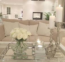 Coffee Table Accents Glass Candle Sticks Fresh Flowers Romantic Living Room Living Decor Apartment Decor