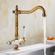 360 swivel kitchen faucet antique brass