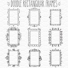 27 Rectangular Frame Clip Art Hand Drawn Border Decorative Princess Outline Drawing Doodle Floral Wreath Bundle Png Eps Pdf Svg Dxf Drawing Frames Clip Art Doodle Frame