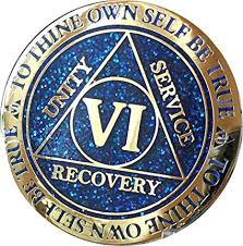 6 Year Aa Medallion Reflex Blue Glitter Gold Plated Color Chip Vi