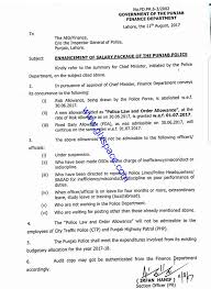 Notification Of Enhancement Punjab Police Salary Package