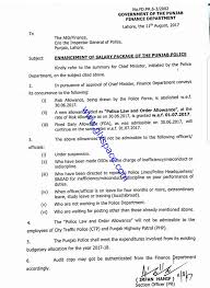 notification of enhancement punjab police salary package