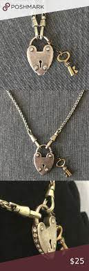 Fossil Heart Lock Key Necklace Key Necklace Womens Jewelry Necklace Heart Lock