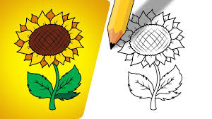 How To Draw Sunflower For Kids Youtube Add the green leaves in the back of the flower (i'm sure there is a name for them, but i don't know what it is).