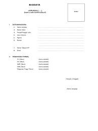 Formulir biodata peserta pemilihan duta wisata kabupaten aceh jaya. Form Biodata Mahasiswa Pdf