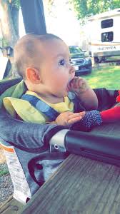 5.5 months old and already a fan of the Clancy's Ranch Veggie Straws 😋