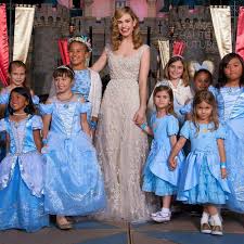 Lily James And Baby Cinderellas At Disneyland Little Girl Dress Up Girls Dress Up Lily James