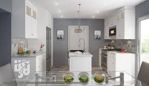 We offer a large portfolio of countertop stone colors, flooring, cabinet colors and backsplashes to choose from to give your remodeled kitchen the look you want.; Gray White Color Combination White Cabinets Cost Effective 3d Rendering Modern Kitchen Louisville By Hs 3d Visualization Pvt Ltd Houzz Au