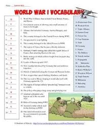 World War I Vocabulary Matching Worksheet World History Teaching World History Lessons Vocabulary