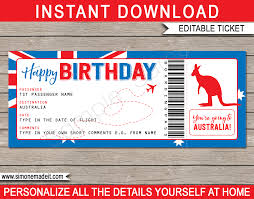Mar 30, 2021 · an airline ticket template could either be a printed document or an electronic record issued by a travel agency or an airline. Birthday Australia Trip Boarding Pass Gift Template Fake Plane Ticket