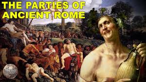 Line drawing of a roman dinner party id: What Roman Parties Were Really Like Youtube