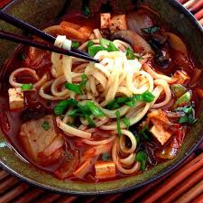Spicy Korean Kimchi Tofu Noodle Soup Recipe Yummly Recipe Recipes Spicy Korean Food
