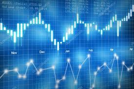 Stock Market Candlestick Chart On Blue Background Stock