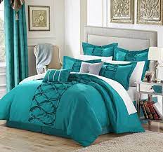 Ruthie 12 Piece Brushed Microfiber Comforter Set Queen Turquoise Sheet Set Shams Decorative Pillow Bedroom Turquoise Teal Bedroom Decor Bedroom Sets Queen