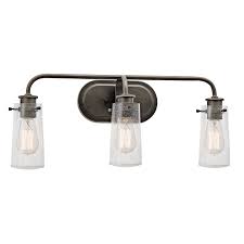 Lowe's carries an extensive selection of lights — from traditional and rustic to vintage bathroom lighting and more. Kichler Braelyn 3 Light 24 In Olde Bronze Jar Vanity Light Lowes Com Led Bathroom Lights Vanity Lighting Bath Vanity Lighting
