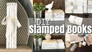 Shabby antique stack distressed books home decor lot staging props bundle set. Diy Personalized Stamped Stacked Books Farmhouse Diy Home Decor Youtube