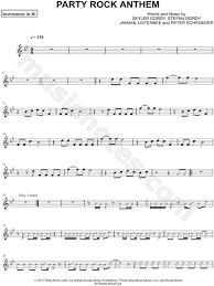 Lmfao Party Rock Anthem Bb Instrument Sheet Music Trumpet Clarinet Soprano Saxophone Or Tenor Saxophone In G Minor Download Print Sku Mn0101543