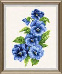 Decorative blue flowers.an easy to do cross stitch design suitable for beginners. Pansies 2 Blue Cross Stitch Pattern Cross Stitch Flowers Cross Stitch Patterns Cross Stitch
