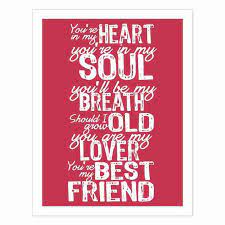 Typography Art Print You Re In My Soul V6 Marriage Wedding Song Lyrics Anniversary Romantic White Red Moder Typography Art Print Wedding Song Lyrics Lyrics