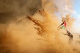 سيدة فلسطينية ترفع العلم الفلسطيني خلال المواجهات في جمعة انتفاضة القدس شرق قطاع غزة تصوير مصطفى حسونة Painting Watercolor Art