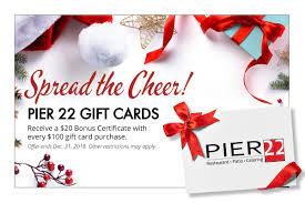 We did not find results for: Buy 100 In Pier 22 Gift Cards This Season Get 20 Free Bradenton Fl Patch