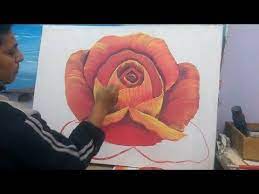 طريقة رسم ورده youtube flower painting painting art