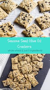 Sesame Seed Olive Oil Crackers Wee Little Vegans Recipe Vegan Dessert Recipes Olive Oil Crackers Vegan Snacks
