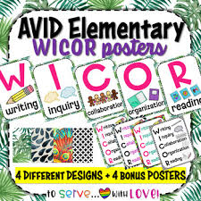 Avid Elementary Wicor Posters Anchor Chart Color And Black White