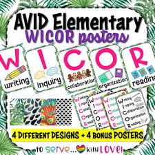 avid elementary wicor posters anchor chart color and black white