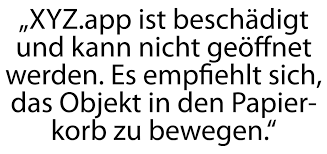 Ich habe eine zip datei erhalten, welche mit xp erstellt wurde einen passwortschutz hat. Fehler App Ist Beschadigt Und Kann Nicht Geoffnet Werden Sir Apfelot