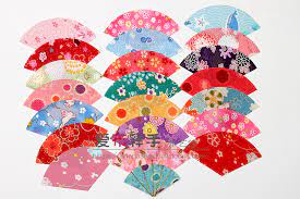 japanese style crepe fan sliced cloth handmade diy cherry blossom fan shaped material fine flower hairpin fabric chi flower hair pin cherry blossom hair pins