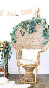 Bamboo Chair With Floral Bunting From A Rose All Day Bridal Shower On Kara S Party Ideas Karaspart Bridal Shower Chair Baby Shower Chair Rustic Baby Shower