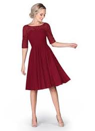 Burgundy Knee Length Or Tea Length Bridesmaid Dresses Azazie In 2020 Dark Green Bridesmaid Dress