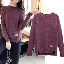 Áo len nữ cổ tròn phong cách Hàn Quốc LEK048 (Rượu bordeaux)