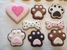 Dog Decorated Sugar Cookies For Humans Royal Icing Brown Chocolate Pink White Dog Paw Dog Bone He Dog Cookies Sugar Cookies Decorated Cookie Decorating
