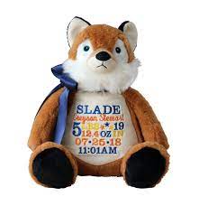 Personalized Fox Birth Announcement Stuffed Animal Etsy Birth Announcement Personalized Stuffed Animals New Baby Products