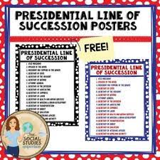 Presidential Line Of Succession Posters Free Line Of Succession Homeschool Social Studies Middle School Lessons