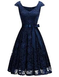 Amazon Com Meetjen Women S Bridesmaid Floral Lace Elegant Cocktail Formal Swing Dress With Cap Sleeve Clothing Dresses Swing Dress Modest Dresses