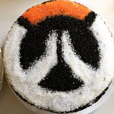 Overwatch Cake Made With All Sprinkles Not A Fan Of Fondant And Have Always Failed At Coloring Icing Overwatch Birthday Overwatch Cake Happy Birthday Parties