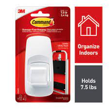 Command 7 5 Lb 5 In White Jumbo Plastic Hook 1 Hook 4 Strips 17004es The Home Depot Utility Hooks Plastic Hooks Command Strips