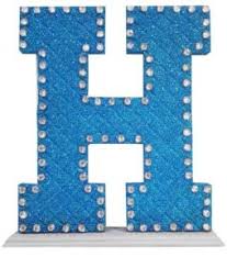 Decoration Letter H With Pearl Baby Blue