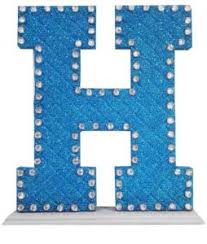 decoration letter h with pearl baby blue