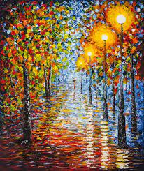 The history of palette knife painting and famous examples. Rainy Reflections Autumn Evening Acrylic Palette Knife Painting By Georgeta Blanaru Saatchi Art