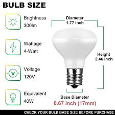 You can compare most common e size designations with a thread diameter, see the specific light bulb name for that size, see what are the most common applications, and even see the official. 6 Pack Dimmable E17 Led Bulb R14 Reflector Floodlight 4w 40w Equivalent Light Bulbs Flicker Free Intermediate Base Daylight White 5000k Great For Curio Cabinet China Cabinet And Ceiling Fan Pricepulse